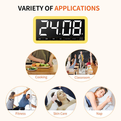 VOCOO Large 7.8" Digital Timer, Magnetic LED Timer for Kitchen & Classroom | USB-C Rechargeable, Up to 99 Hours Count Up & Countdown Timer with 3 Brightness Levels, 4 Alert Modes and 3 Volume Levels