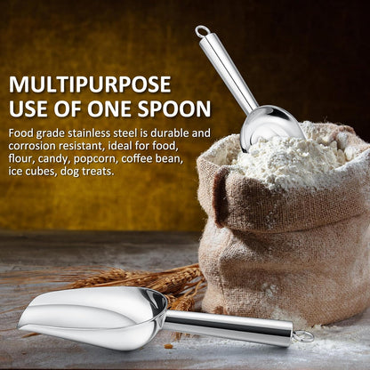6Oz Ice Scoop, 2Pc Stainless Steel Ice Scoopers for Freezer, Silver