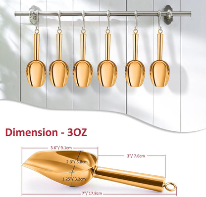6Oz Ice Scoop, 2Pc Stainless Steel Ice Scoopers for Freezer, Silver