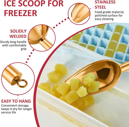 6Oz Ice Scoop, 2Pc Stainless Steel Ice Scoopers for Freezer, Silver