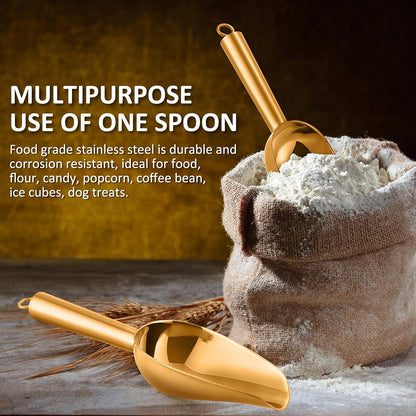 6Oz Ice Scoop, 2Pc Stainless Steel Ice Scoopers for Freezer, Silver