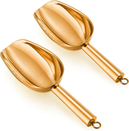 6Oz Ice Scoop, 2Pc Stainless Steel Ice Scoopers for Freezer, Silver