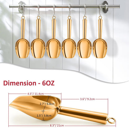 6Oz Ice Scoop, 2Pc Stainless Steel Ice Scoopers for Freezer, Silver