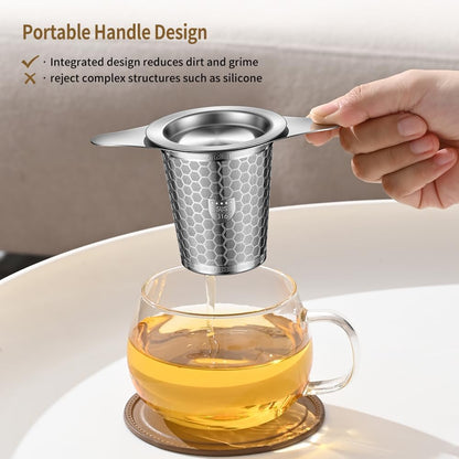 Tea Infuser for Loose Leaf Tea, 316 Stainless Steel Tea Infuser with Handles, Extra Fine Mesh Tea Strainers Filter Fine Tea Leaves, Fits Tea Pots, Mugs, 1 Pack