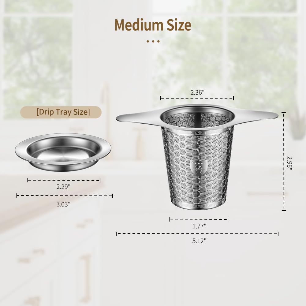 Tea Infuser for Loose Leaf Tea, 316 Stainless Steel Tea Infuser with Handles, Extra Fine Mesh Tea Strainers Filter Fine Tea Leaves, Fits Tea Pots, Mugs, 1 Pack