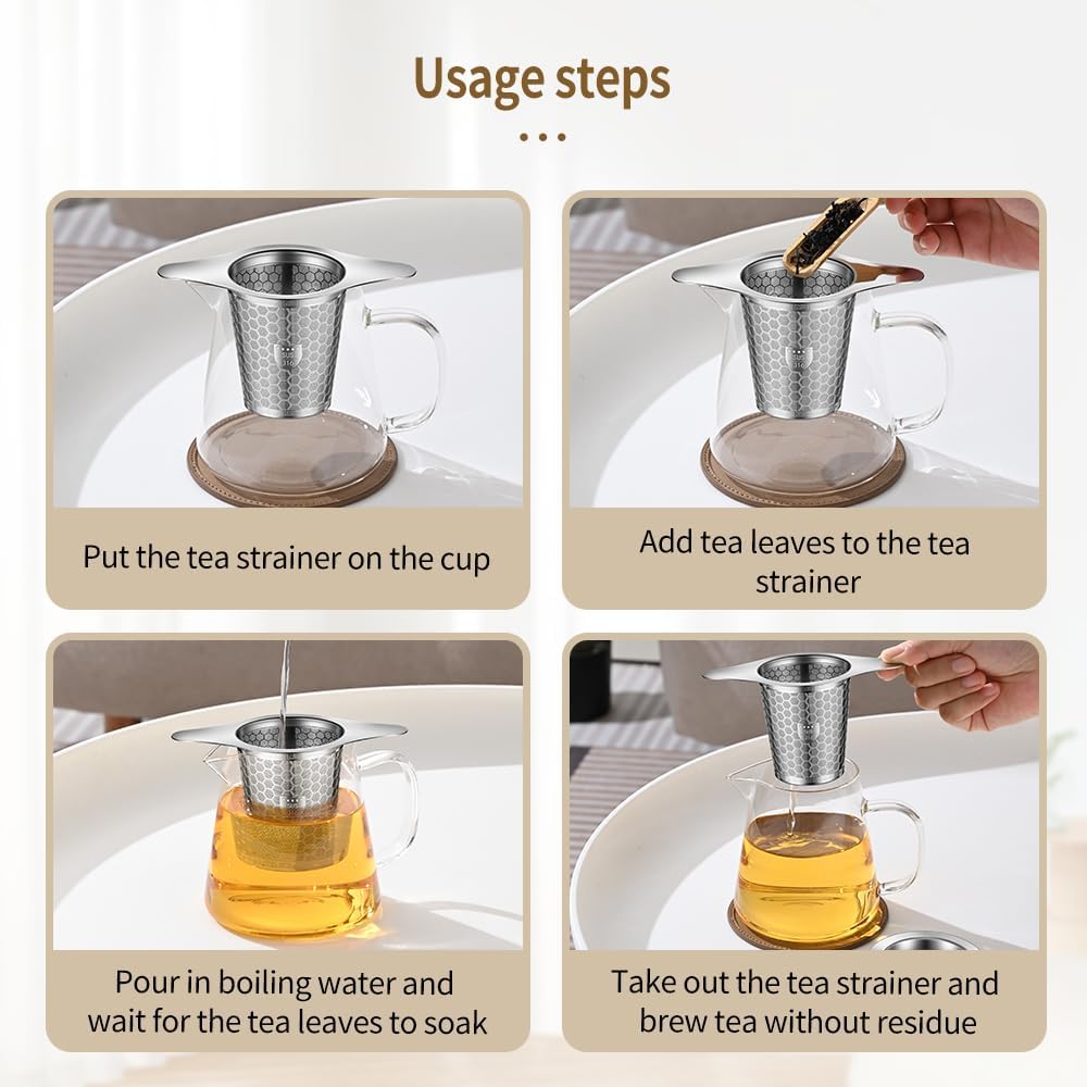 Tea Infuser for Loose Leaf Tea, 316 Stainless Steel Tea Infuser with Handles, Extra Fine Mesh Tea Strainers Filter Fine Tea Leaves, Fits Tea Pots, Mugs, 1 Pack