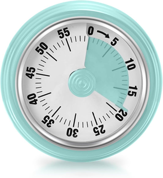Visual Timer, Kitchen Timer with Magnetic Base (Mint Green) | 60-Minute Countdown Timer Mechanical Clockwork Ringer Alert, Time Management Tool for Children and Adults, Study/Work/Cooking