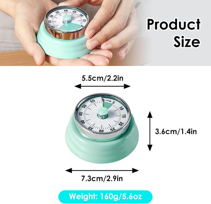 Visual Timer, Kitchen Timer with Magnetic Base (Mint Green) | 60-Minute Countdown Timer Mechanical Clockwork Ringer Alert, Time Management Tool for Children and Adults, Study/Work/Cooking