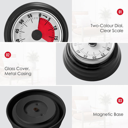 Visual Timer, Kitchen Timer with Magnetic Base (Mint Green) | 60-Minute Countdown Timer Mechanical Clockwork Ringer Alert, Time Management Tool for Children and Adults, Study/Work/Cooking