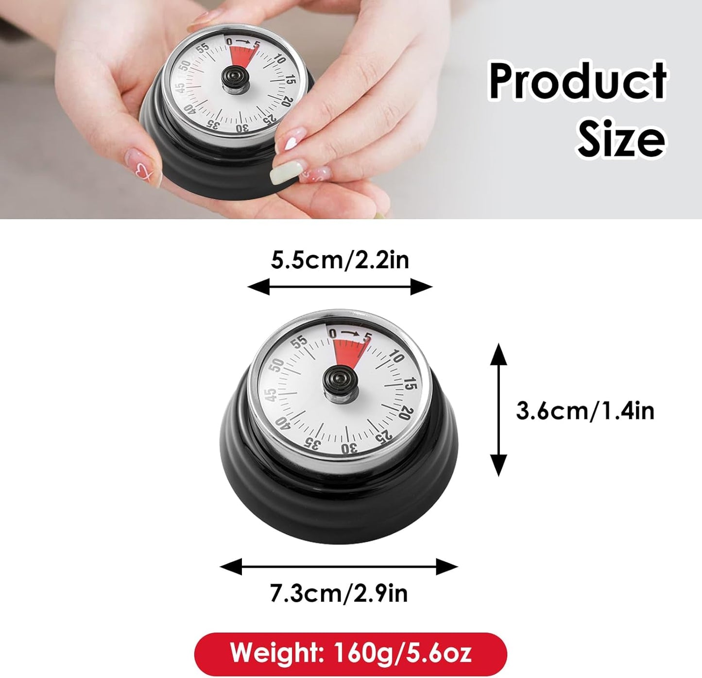 Visual Timer, Kitchen Timer with Magnetic Base (Mint Green) | 60-Minute Countdown Timer Mechanical Clockwork Ringer Alert, Time Management Tool for Children and Adults, Study/Work/Cooking
