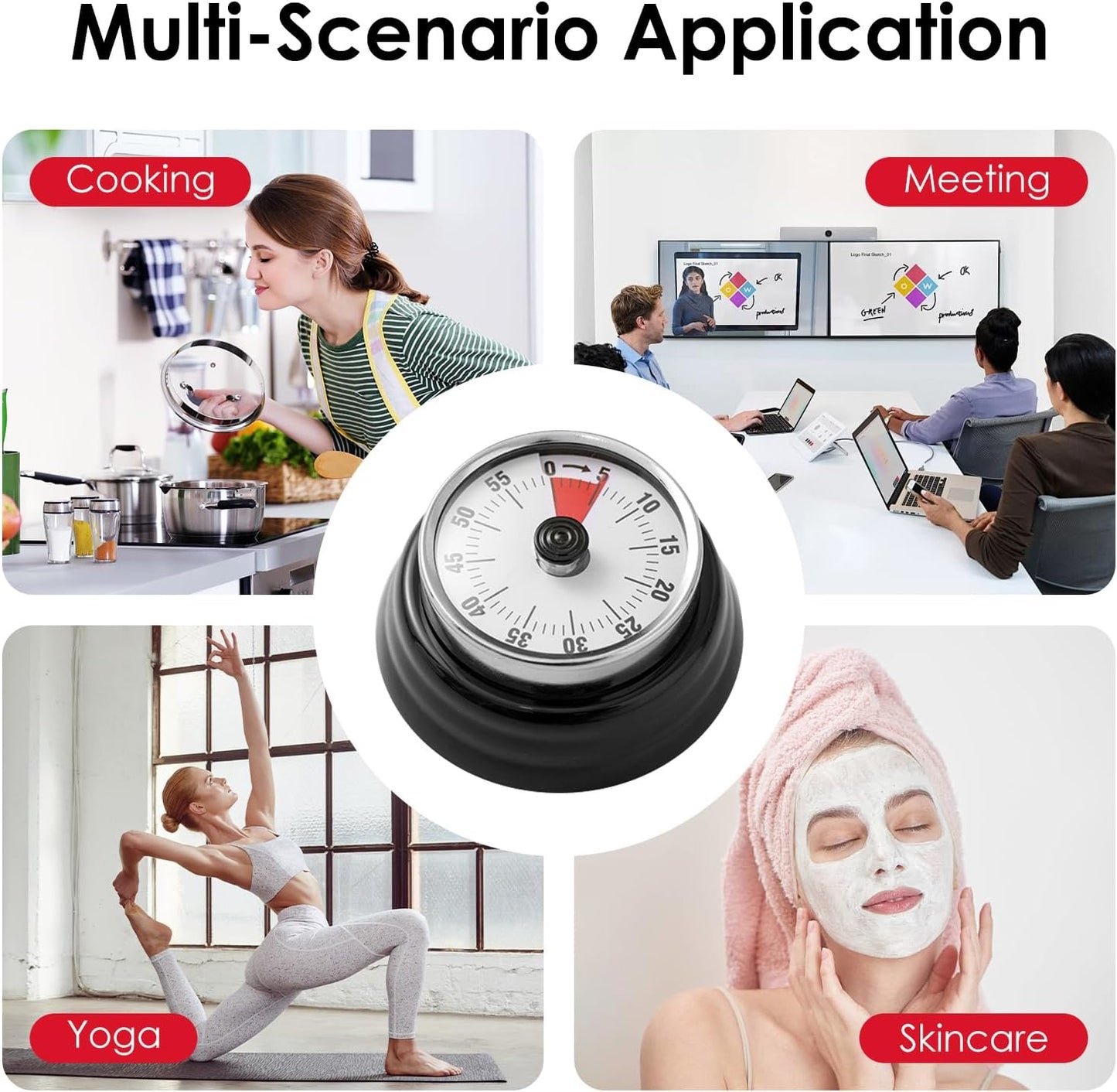 Visual Timer, Kitchen Timer with Magnetic Base (Mint Green) | 60-Minute Countdown Timer Mechanical Clockwork Ringer Alert, Time Management Tool for Children and Adults, Study/Work/Cooking