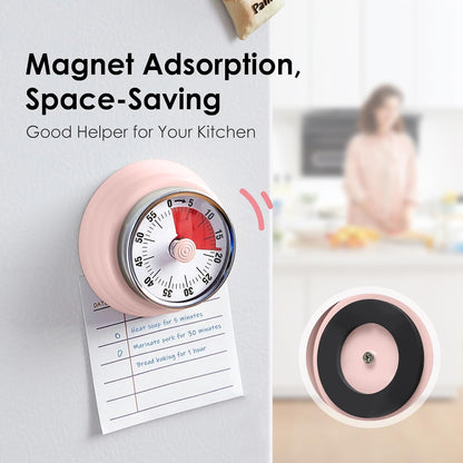 Visual Timer, Kitchen Timer with Magnetic Base (Mint Green) | 60-Minute Countdown Timer Mechanical Clockwork Ringer Alert, Time Management Tool for Children and Adults, Study/Work/Cooking