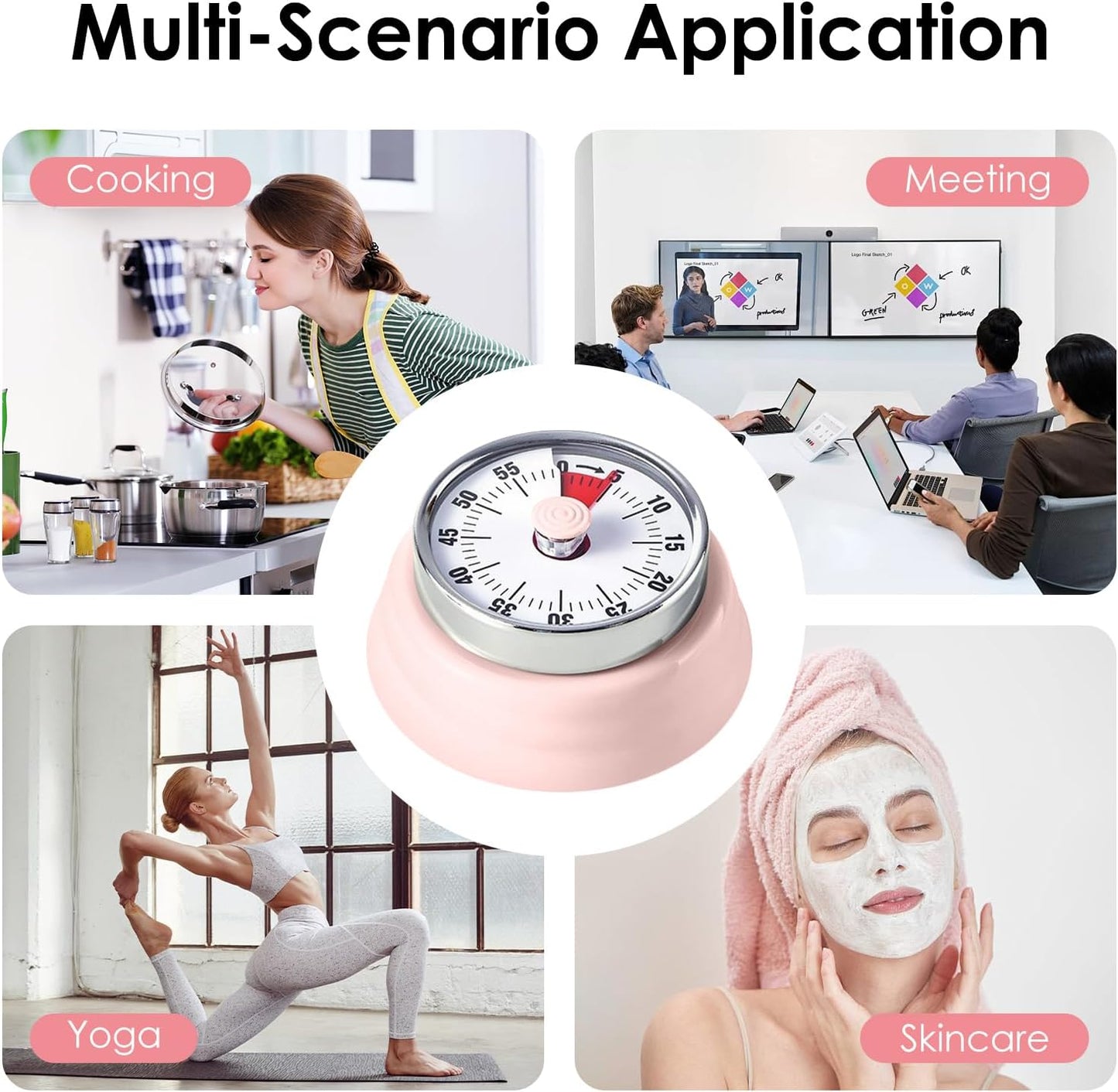 Visual Timer, Kitchen Timer with Magnetic Base (Mint Green) | 60-Minute Countdown Timer Mechanical Clockwork Ringer Alert, Time Management Tool for Children and Adults, Study/Work/Cooking