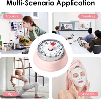 Visual Timer, Kitchen Timer with Magnetic Base (Mint Green) | 60-Minute Countdown Timer Mechanical Clockwork Ringer Alert, Time Management Tool for Children and Adults, Study/Work/Cooking