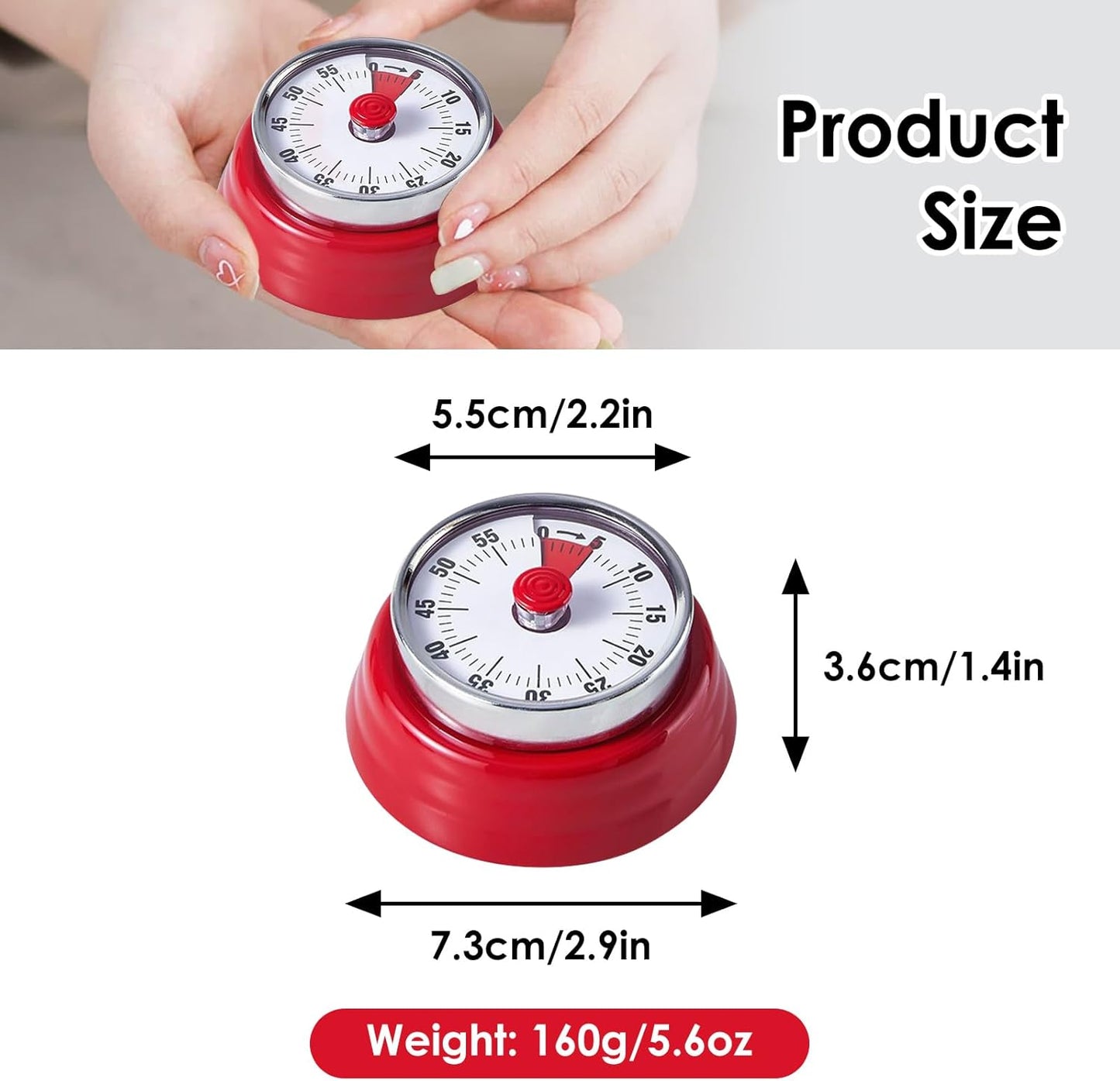 Visual Timer, Kitchen Timer with Magnetic Base (Mint Green) | 60-Minute Countdown Timer Mechanical Clockwork Ringer Alert, Time Management Tool for Children and Adults, Study/Work/Cooking