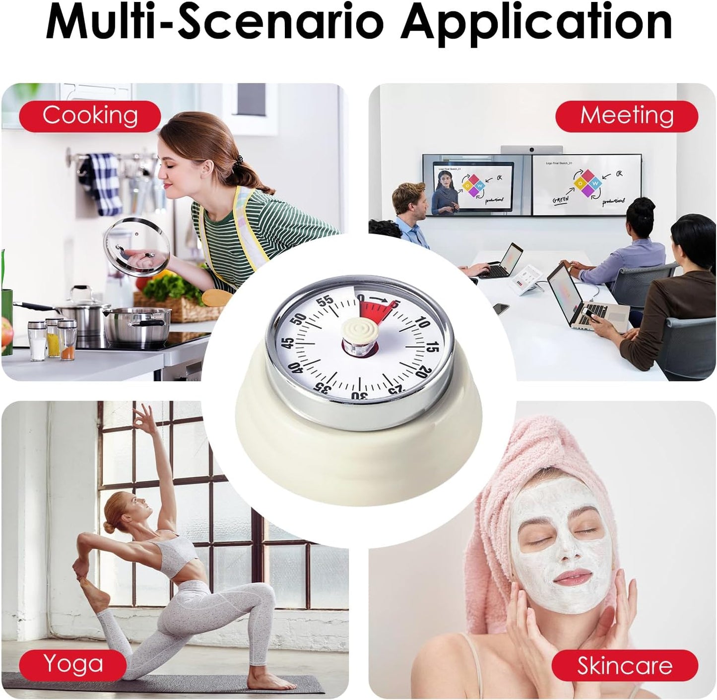 Visual Timer, Kitchen Timer with Magnetic Base (Mint Green) | 60-Minute Countdown Timer Mechanical Clockwork Ringer Alert, Time Management Tool for Children and Adults, Study/Work/Cooking
