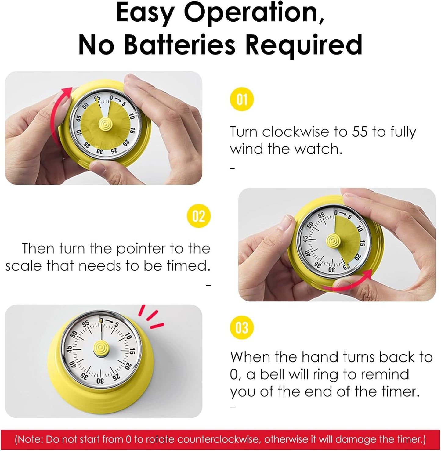 Visual Timer, Kitchen Timer with Magnetic Base (Mint Green) | 60-Minute Countdown Timer Mechanical Clockwork Ringer Alert, Time Management Tool for Children and Adults, Study/Work/Cooking