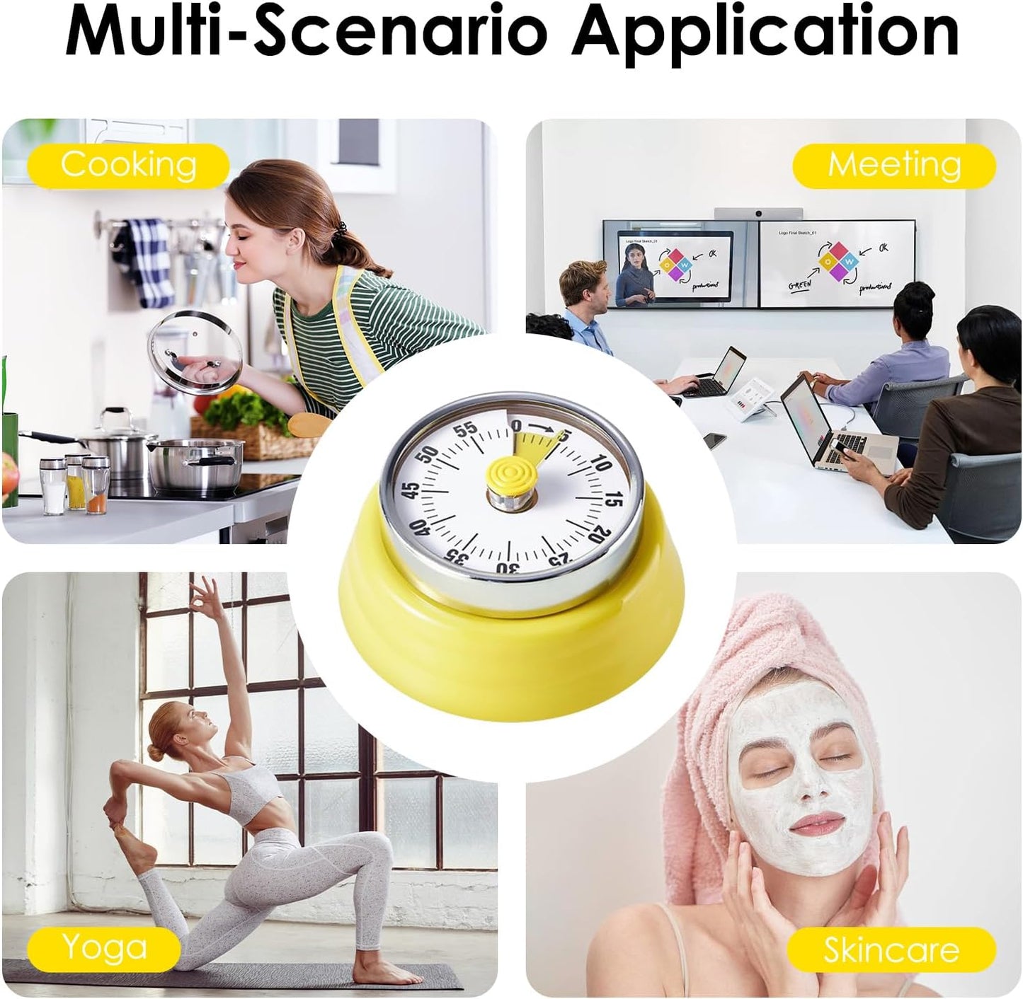 Visual Timer, Kitchen Timer with Magnetic Base (Mint Green) | 60-Minute Countdown Timer Mechanical Clockwork Ringer Alert, Time Management Tool for Children and Adults, Study/Work/Cooking