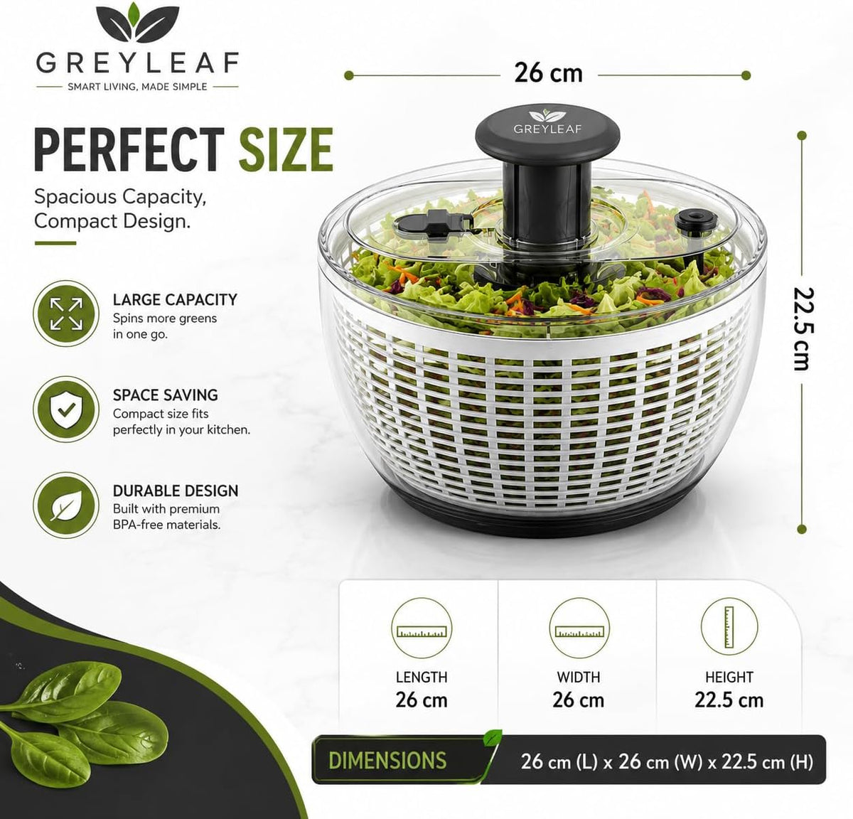 Salad Spinner 6.3Qt – Large Lettuce Spinner & Vegetable Washer, Fruit Washer Bowl with Strainer, BPA-Free Produce Cleaner & Dryer for Kitchen