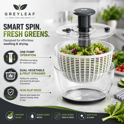 Salad Spinner 6.3Qt – Large Lettuce Spinner & Vegetable Washer, Fruit Washer Bowl with Strainer, BPA-Free Produce Cleaner & Dryer for Kitchen