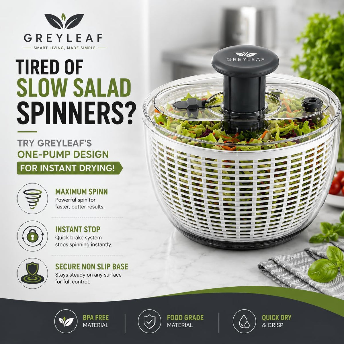 Salad Spinner 6.3Qt – Large Lettuce Spinner & Vegetable Washer, Fruit Washer Bowl with Strainer, BPA-Free Produce Cleaner & Dryer for Kitchen