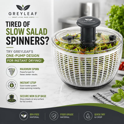 Salad Spinner 6.3Qt – Large Lettuce Spinner & Vegetable Washer, Fruit Washer Bowl with Strainer, BPA-Free Produce Cleaner & Dryer for Kitchen