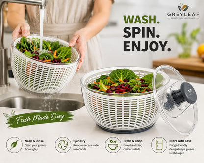 Salad Spinner 6.3Qt – Large Lettuce Spinner & Vegetable Washer, Fruit Washer Bowl with Strainer, BPA-Free Produce Cleaner & Dryer for Kitchen