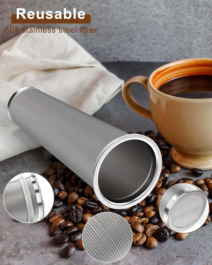 Cold Brew Strainer for 64oz Wide Mouth Mason Jars - 100-Micron Fine Mesh, Reusable 304 Stainless Steel Coffee Cold Brew Filter with Sealing Ring for Cold Brew Coffee Maker, Tea Infuser
