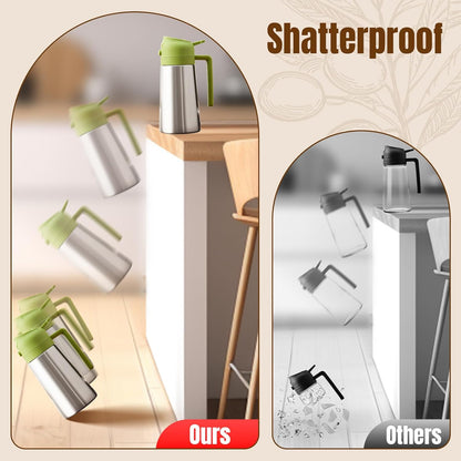 Olive Oil Sprayer for Cooking, Olive Oil Dispenser Bottle, Black | 2-in-1, 16 fl oz stainless steel oil dispenser; ceramic interior, mist spray and smooth pour for air fryer, BBQ and salad.