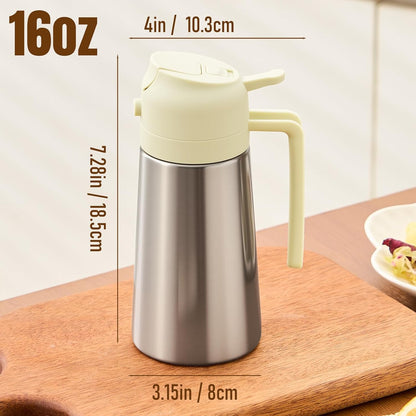 Olive Oil Sprayer for Cooking, Olive Oil Dispenser Bottle, Black | 2-in-1, 16 fl oz stainless steel oil dispenser; ceramic interior, mist spray and smooth pour for air fryer, BBQ and salad.