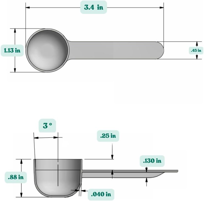 3 Tablespoon (1.5 Oz. | 43 mL) Short Handle Plastic Measuring Scoop for Coffee, Protein Powder, Pet Food, Spices, Grains, Dry Goods – Food-Grade BPA-Free (Pack of 1)