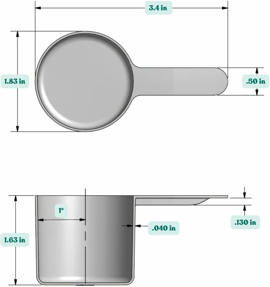 3 Tablespoon (1.5 Oz. | 43 mL) Short Handle Plastic Measuring Scoop for Coffee, Protein Powder, Pet Food, Spices, Grains, Dry Goods – Food-Grade BPA-Free (Pack of 1)