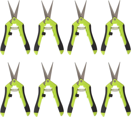 8 Pack 6.5 Inch Bud Trimming Scissors, Professional Stainless Steel Gardening Hand Pruners Micro-Tip Pruning Snips with Straight Blades for Trimming Garden Herb Plants Flowers