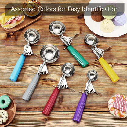 6 Pcs Ice Cream Scoops Stainless Steel Cookie Portion Scoop with Handle for Baking Food Cookie Dough Cupcake Batter (Multi Color,40mm to 70mm)