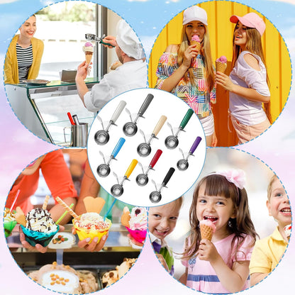 6 Pcs Ice Cream Scoops Stainless Steel Cookie Portion Scoop with Handle for Baking Food Cookie Dough Cupcake Batter (Multi Color,40mm to 70mm)