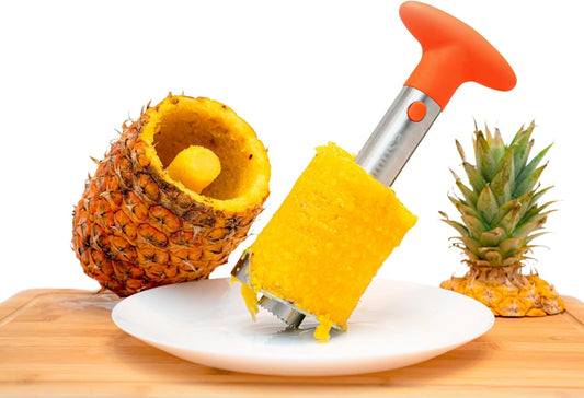 IMUSA Stainless Steel Pineapple Corer with Orange Handle | Brushed Finish, Sharp Blade for Clean Cuts, Ideal for Slicing Pineapple, Great for Home Chefs