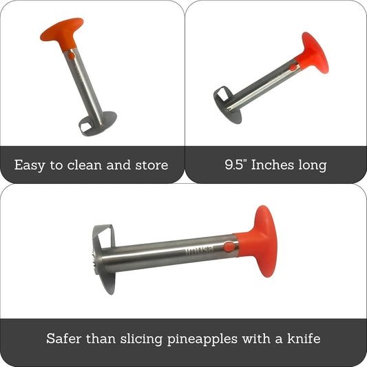 IMUSA Stainless Steel Pineapple Corer with Orange Handle | Brushed Finish, Sharp Blade for Clean Cuts, Ideal for Slicing Pineapple, Great for Home Chefs