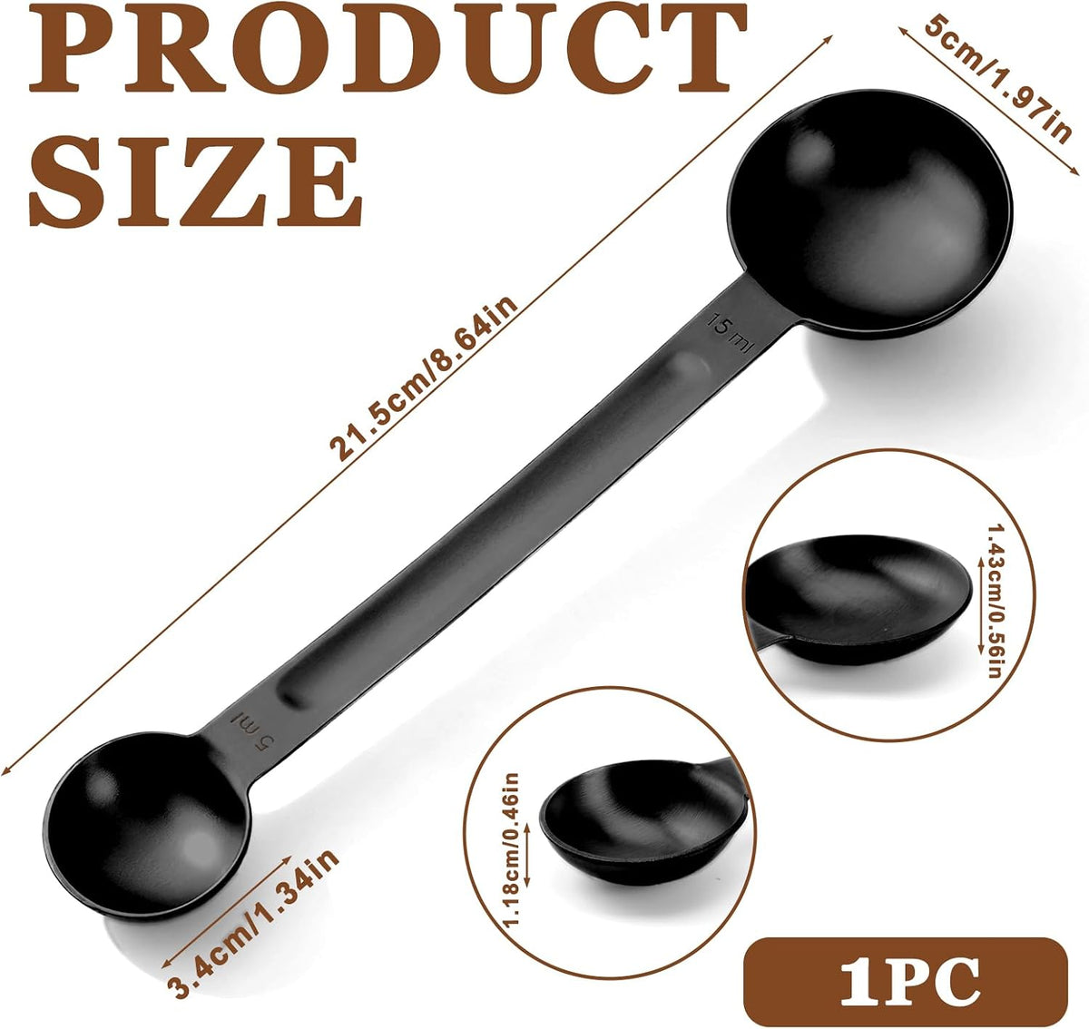 Double Sided Measuring Spoon Stainless Steel Coffee Scoop Teaspoon Measuring Spoon 1 Tsp (5ml) & 1 Tbsp (15ml) Dual-Measure Long-Handle Spoons Coffee Measurings Spoons (Gold)