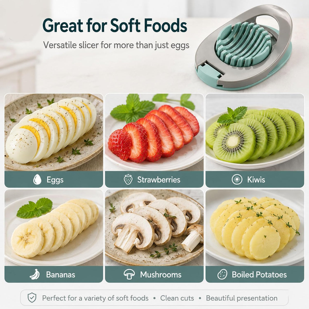 Egg Slicer for Hard Boiled Eggs with Stainless Steel Wire | Egg Strawberry Cutter, Dishwasher safe