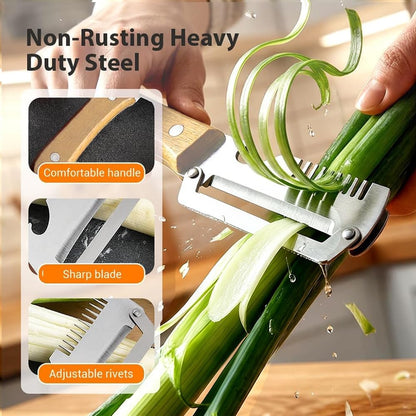 3-in-1 Upgraded Vegetable Peeler with Grater and Bottle Opener, Stainless Steel Kitchen Peeler, Zero Snag Wooden Peeler for Fruits and Vegetables