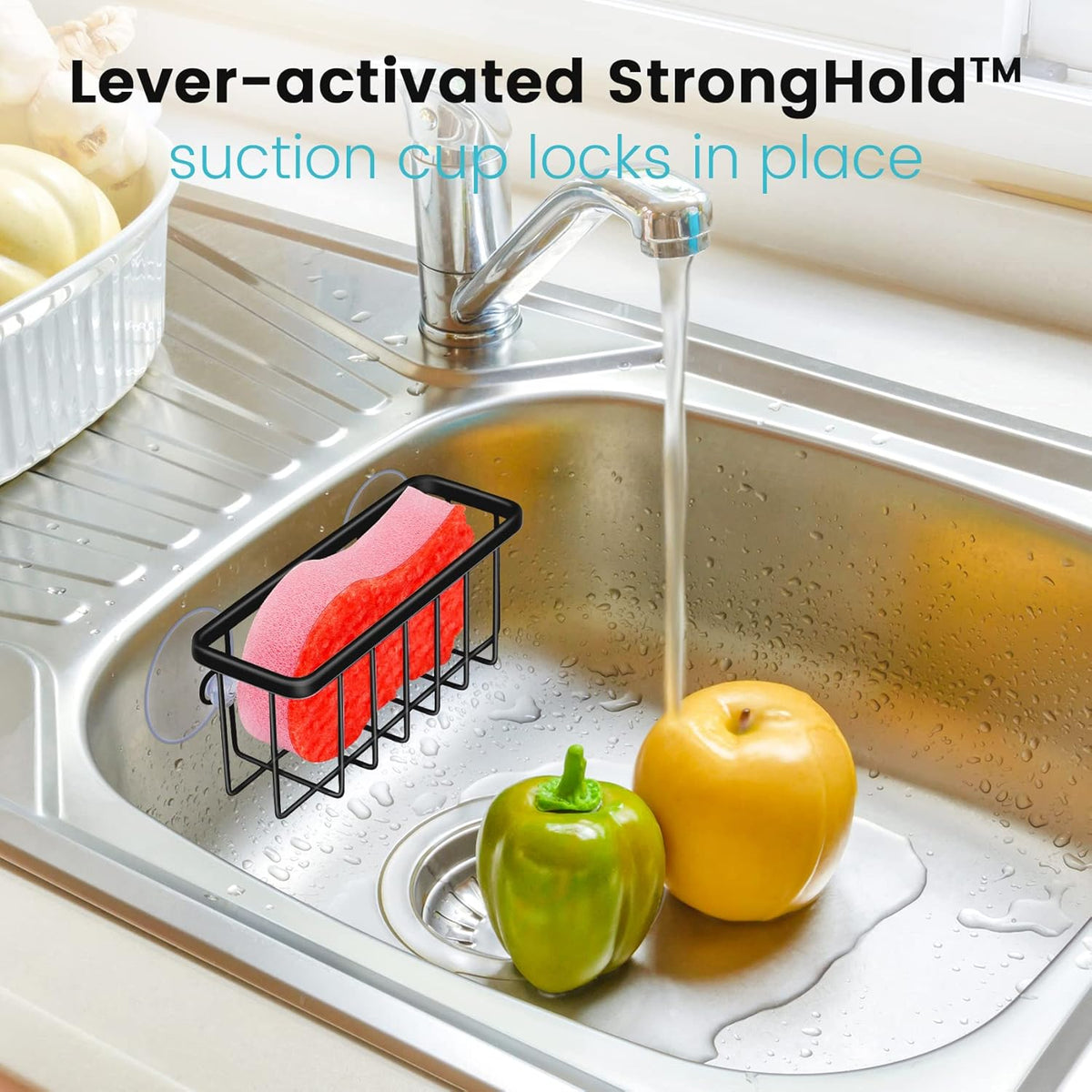 Sponge Holder for Kitchen Sink, Kitchen Sink Caddy -Mat Silver | Dish Soap Holder,Rustproof Kitchen Sink Organizer for Sponge, Brushes, Stoppers and Scrapers Storage Accessories