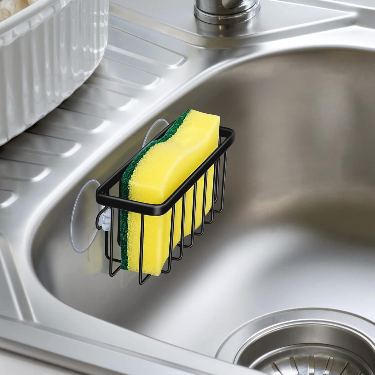 Sponge Holder for Kitchen Sink, Kitchen Sink Caddy -Mat Silver | Dish Soap Holder,Rustproof Kitchen Sink Organizer for Sponge, Brushes, Stoppers and Scrapers Storage Accessories
