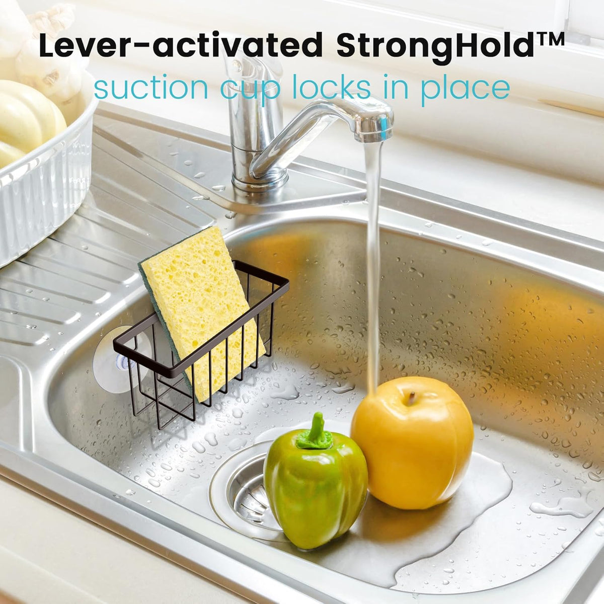 Sponge Holder for Kitchen Sink, Kitchen Sink Caddy -Mat Silver | Dish Soap Holder,Rustproof Kitchen Sink Organizer for Sponge, Brushes, Stoppers and Scrapers Storage Accessories