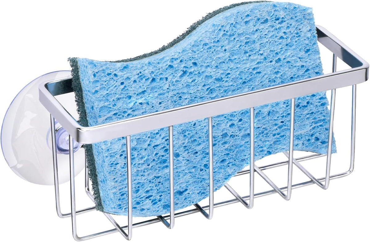 Sponge Holder for Kitchen Sink, Kitchen Sink Caddy -Mat Silver | Dish Soap Holder,Rustproof Kitchen Sink Organizer for Sponge, Brushes, Stoppers and Scrapers Storage Accessories