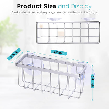 Sponge Holder for Kitchen Sink, Kitchen Sink Caddy -Mat Silver | Dish Soap Holder,Rustproof Kitchen Sink Organizer for Sponge, Brushes, Stoppers and Scrapers Storage Accessories