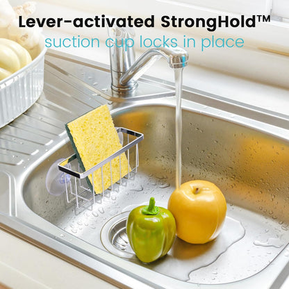 Sponge Holder for Kitchen Sink, Kitchen Sink Caddy -Mat Silver | Dish Soap Holder,Rustproof Kitchen Sink Organizer for Sponge, Brushes, Stoppers and Scrapers Storage Accessories