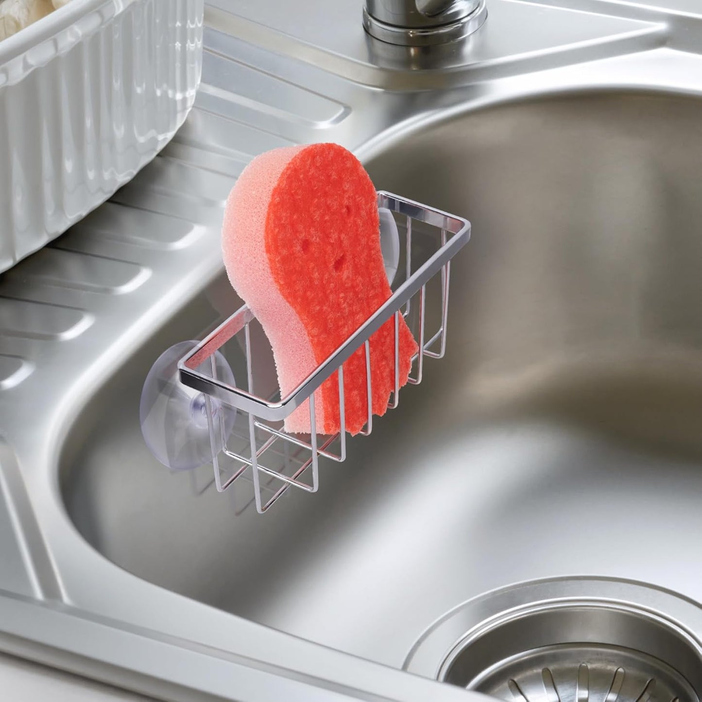 Sponge Holder for Kitchen Sink, Kitchen Sink Caddy -Mat Silver | Dish Soap Holder,Rustproof Kitchen Sink Organizer for Sponge, Brushes, Stoppers and Scrapers Storage Accessories