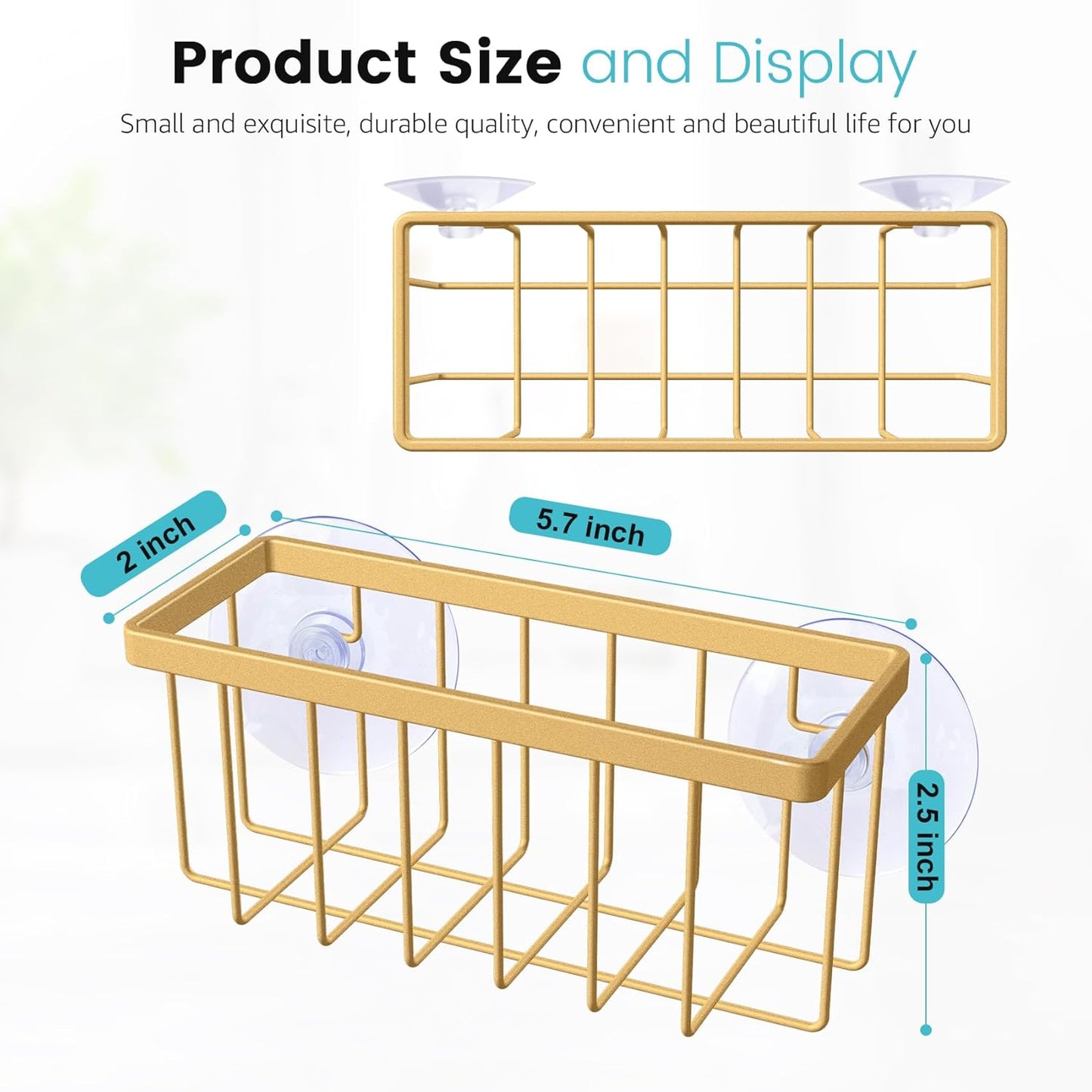 Sponge Holder for Kitchen Sink, Kitchen Sink Caddy -Mat Silver | Dish Soap Holder,Rustproof Kitchen Sink Organizer for Sponge, Brushes, Stoppers and Scrapers Storage Accessories