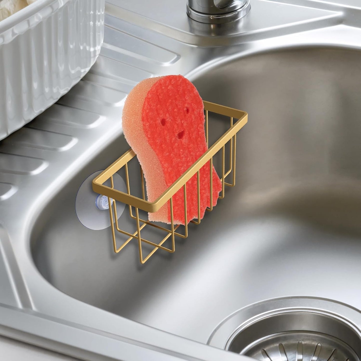 Sponge Holder for Kitchen Sink, Kitchen Sink Caddy -Mat Silver | Dish Soap Holder,Rustproof Kitchen Sink Organizer for Sponge, Brushes, Stoppers and Scrapers Storage Accessories