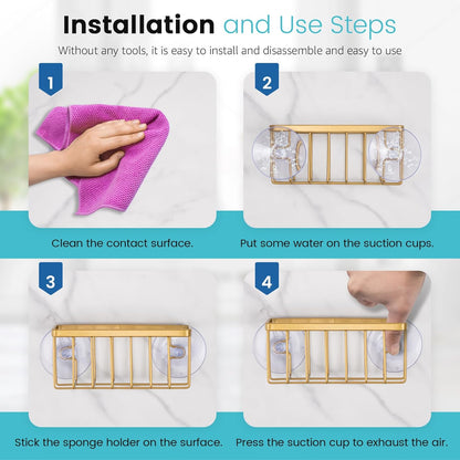 Sponge Holder for Kitchen Sink, Kitchen Sink Caddy -Mat Silver | Dish Soap Holder,Rustproof Kitchen Sink Organizer for Sponge, Brushes, Stoppers and Scrapers Storage Accessories